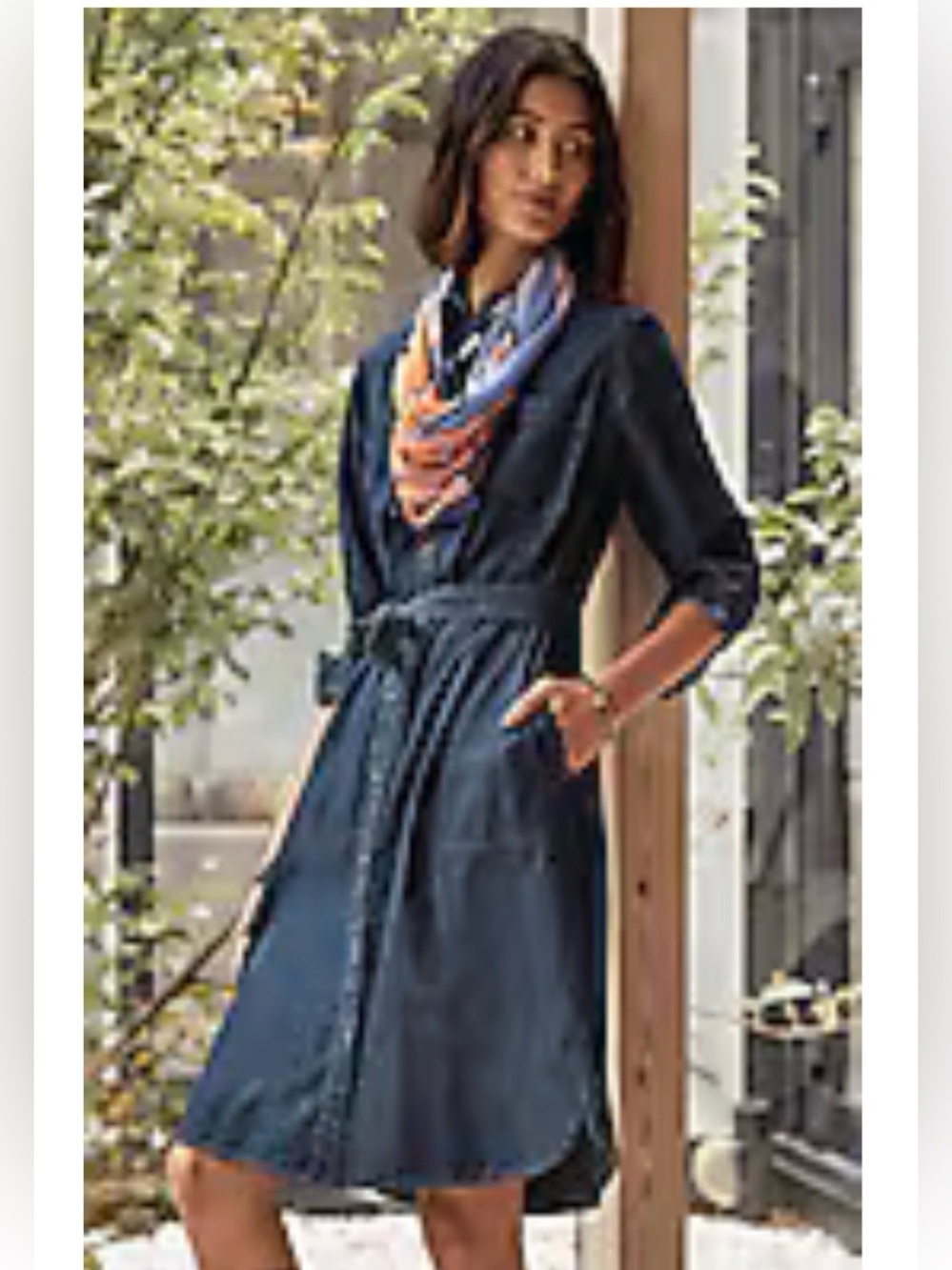 J Jill Indigo Belted Shirt dress, Large, NWT - Picture 2 of 16
